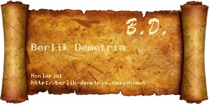 Berlik Demetria névjegykártya